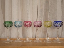 Lot of 6 Rhine glasses crystal color roemer Saint ST Louis models Niepce