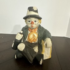 Porcelain Sad Clown Wind Up Music Figurine - Tested - 6.5”