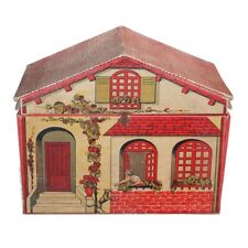 Antique Cardboard Dollhouse with Various Accessories
