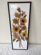 Objet déco, ancien Cadre avec Fleurs séchées 46 x 17 cm
