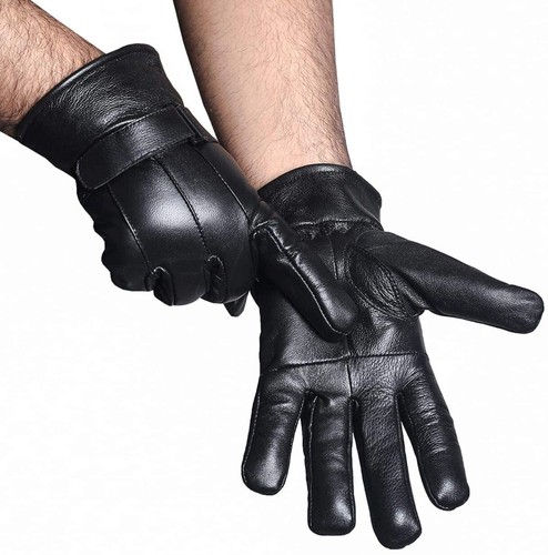 Gants cuir homme - noir, doublure