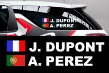 2 x SETS DRIVER NAME + CO-DRIVER + FLAG RALLY RACE STICKER STICKER 001