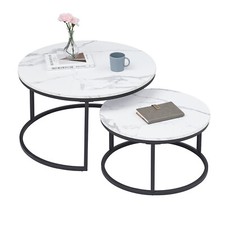 2x Table Basse Ronde Dessus de