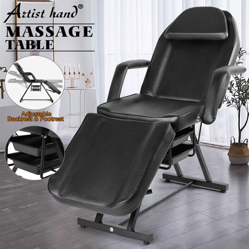 Black recliner massage table - recliner,
