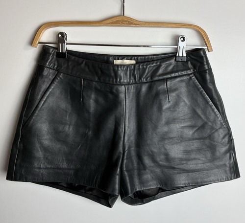 Sézane short femme cuir noir - short,