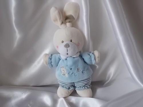 Doudou lapin bleu c - doudou,