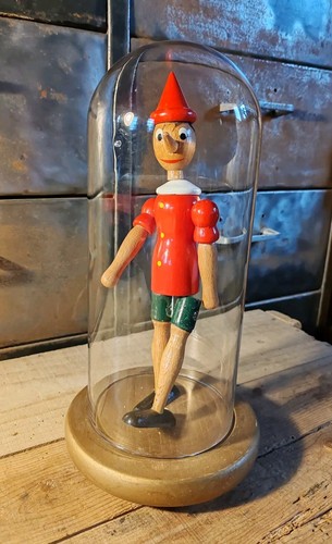 Pinocchio bois sous globe - bois, en