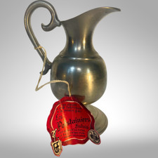 VTG Les Potstainiers Hutois Pewter Pitcher – 94% Belgium 4.25" w/ OG Tag MCM