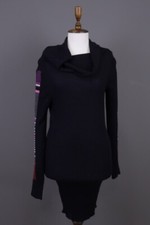 MARITHE FRANCOIS GIRBAUD Black Turtle Neck Wool Striped Bodycon Dress Size 2 M