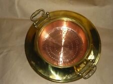 Large copper and brass log holder with handles 44 cm