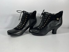 Hush Puppies Vivianna Black Leather Women's Ankle Boots Size 8 Wide