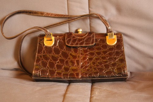Sac vintage cuir - , croco