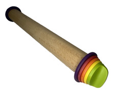 Joseph Joseph Wooden Rolling Pin with Adjustable Ends and Measurements 17 inches