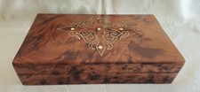 Belle Boîte À Bijoux En Bois De  Thuya Avec Décor Incrustations Nacre & Laiton 
