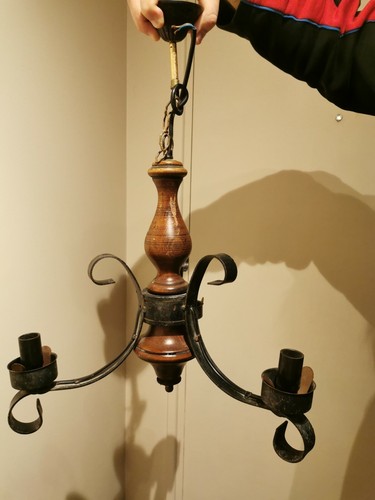 Lustre ancien bois métal - et, 3