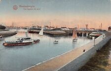 Belgium Blankenberge Le Bassins du Port Steamboat Harbor vintage postcard