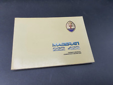 Maserati 222 422 english '89 use and maintenance manual manuale uso manutenzione