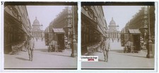 Rue Soufflot et Panthéon, Paris, glass plate, stereoscopy photo, B&W 6x13 cm