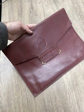 Cartier Must Case Document Case Clutch Pouch Business Bag Leather Bordeaux R3