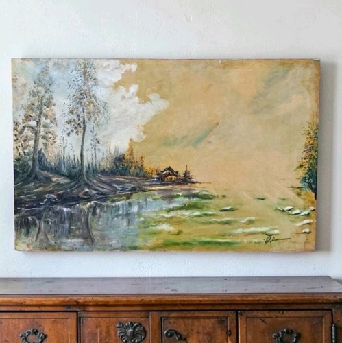 Grand tableau ancien - , huile