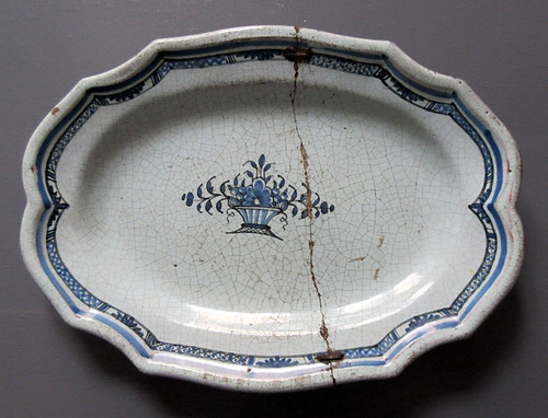 Beau plat ovale faïence - plat,