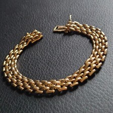 Bracelet manchette plat vintage natté plaqué or bijou vintage maillage large