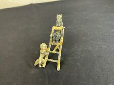 Vienna Bronze Polychrome Cat on the Staircase with Dog