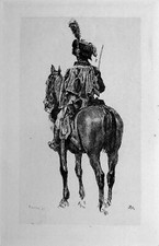 NAPOLÉON 1er - UN HUSSARD à CHEVAL - Gravure du 19e GRAND FORMAT (Meissonier)