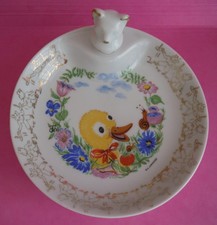ANCIENNE ASSIETTE A BOUILLIE CHAUFFANTE POUR BEBE EN PORCELAINE G.L. LIMOGES