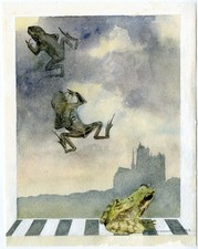 Antique Drawing-KIKKER-OP-ZEBRAPAD-FROGS ON CROSSWALK-Bouman-1981