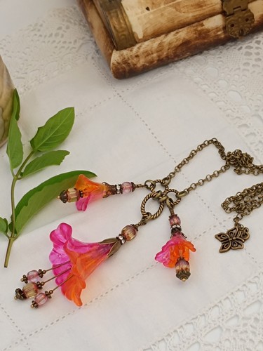 Collier sautoir fleurs fantasy - collier,