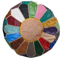 Pouf En Cuir Marocain Fait
