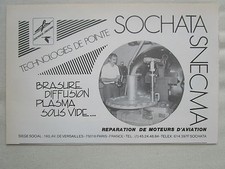 6/1986 PUB SNECMA SOCHATA ENGINE REPAIR AVIATION BRAZING VACUUM PLASMA AD