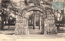 Antique postcard MANCHE AVRANCHES garden of plants portal chapel ti.