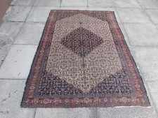 Fin Ancien Worn Traditionnel Main Fabriqué Oriental Bleu Rouge Laine Tapis