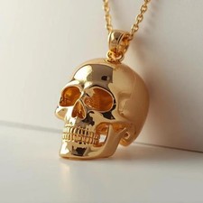 18K or Jaune Sur Feu Allumettes Breloque Crane Pendentif Seulement (No Chaîne) À