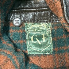 Vintage Imper Cuir Graulhet Leather Jacket Mens 50 Brown Plaid Lined Motorcycle