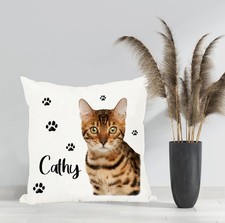 Coussin Chat bengale personnalisé avec prénom
