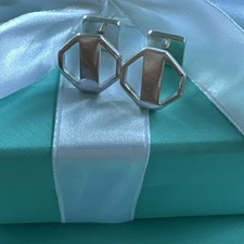 Authentic Rare Tiffany & Co. Paloma Picasso Zellige Silver Cuff Links Cufflinks