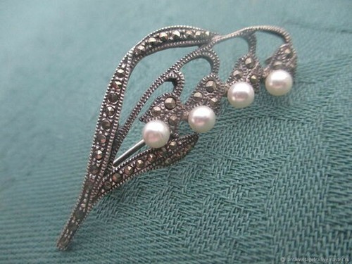 Broche muguet ancienne - muguet, en