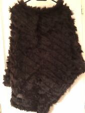 Poncho cape en fourrure lapin, marron