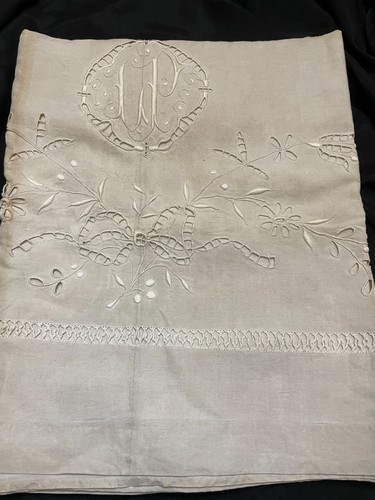 Drap ancien broderie richelieu - broderie,