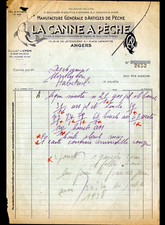 ANGERS (49) FACTORY OF FISHING ARTICLES "THE FISHING ROD" letter in 1938
