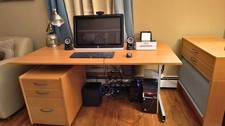 Ikea Office Desk, Credenza, and Mobile File Cabinet