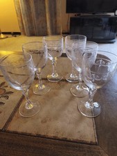 6 verres à vin cristal gravé