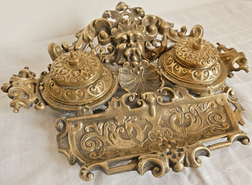Double encrier porte plume - encrier, et