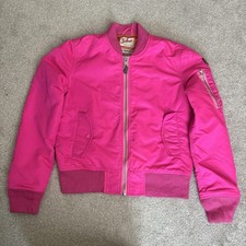 Schott NYC Bomber Jacket Neon Pink Vintage Flight Military Size Womens Medium