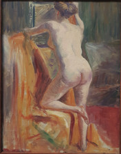 FEMME NUE DE DOS huile/bois