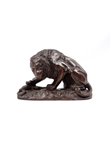 Sculpture bronze lion au - bronze,