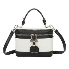 Gallantry Sac à Main Vanity pour Femme Motif Pied-de-Poule avec Anse Rigide